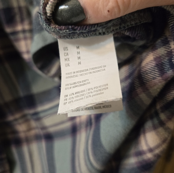 American Eagle Ahh-mazingly Soft Boyfriend Fit Plaid Long Sleeve sz M - Picture 3 of 4